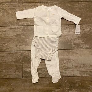 Carters 3-Piece Set Cardigan With Embroidered Snails, Pants & Onesie 3M New